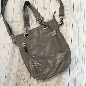 RUDSAK Gray Leather Convertible Crossbody Bag